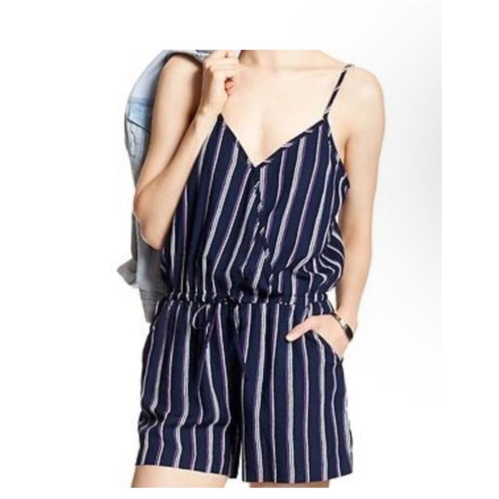Banana Republic Women's Striped Romper Petite Large NWT‎
